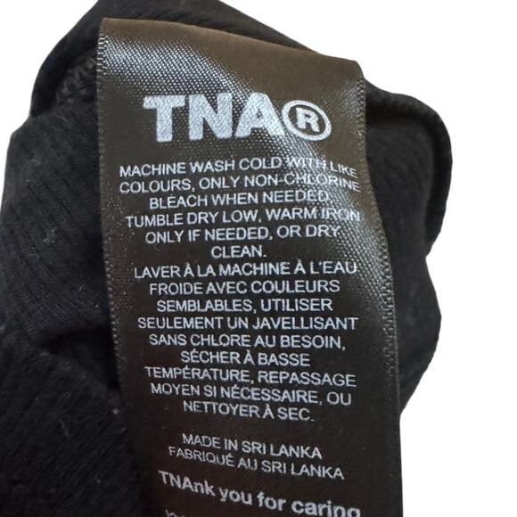 TNA Black Ribbed Cropped Tank Top Size M Aritzia Basic Cami - Picture 3 of 5